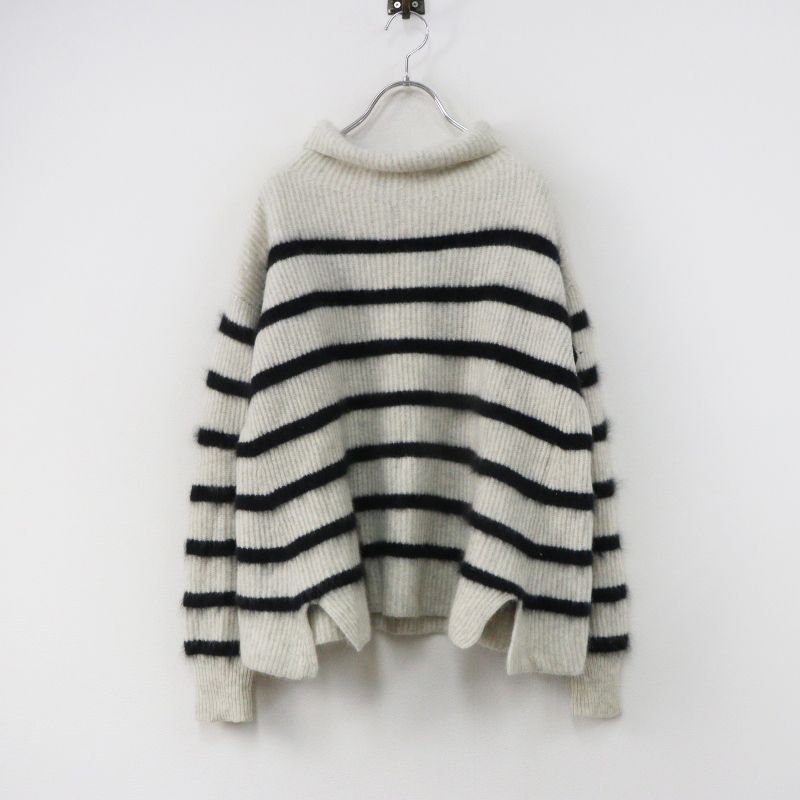 2024SS シーティープラージュ C.T.plage Raccoon oversized turtle neck プルオーバー 36 ライトグレー×ブラック／【2400015024370】