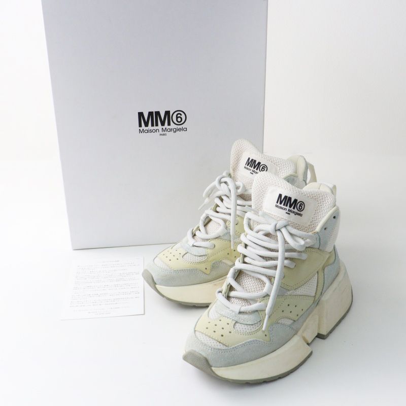 イタリア製 エムエムシックス MM6 メゾンマルジェラ Maison Margiela パデット ハイトップ ランナー 36｜オフホワイト【2400015012919】