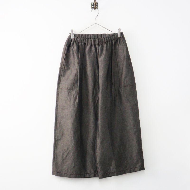 継続販売型 定価28600円 2024AW ホームスパン homspun W/L ワイドギャザー パンツ S ブラウン／ボトムス イージ 【2400015015095】