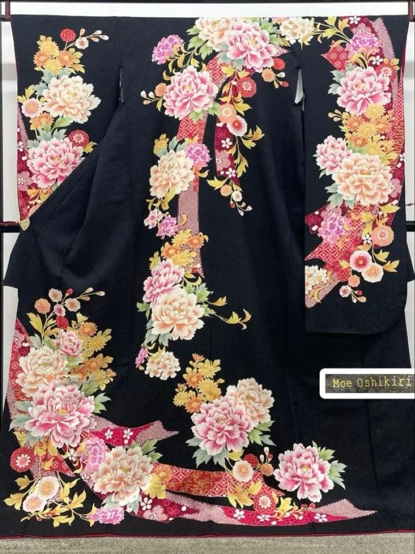 モデル振袖 押切もえ 金通し ラメ刺繍 金彩 身丈174cm MO3822