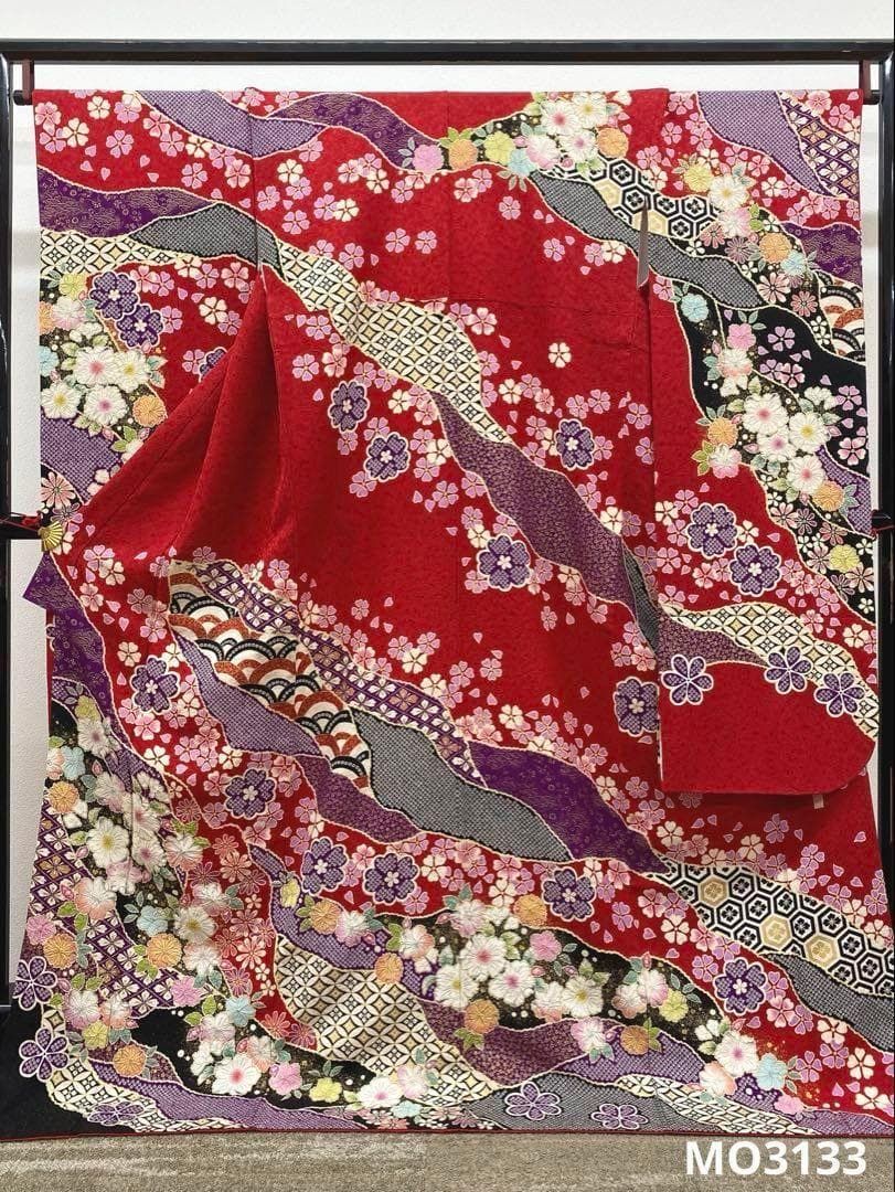振袖 桐屋 翠山工房 絞り 銀通し 辻が花 身丈173cm MO3133