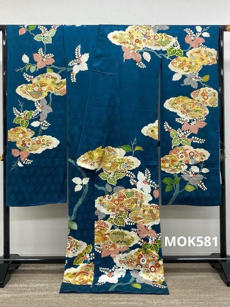 振袖 仮絵羽 吉澤の友禅 金駒 金彩 正絹 未仕立て品 八掛付き MOK581