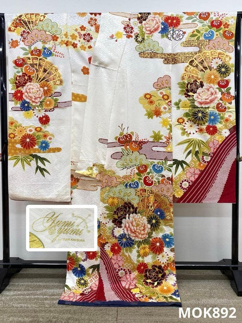 振袖 仮絵羽 桂由美 金駒 金彩 ラメ 正絹 未仕立て品 八掛付き MOK892