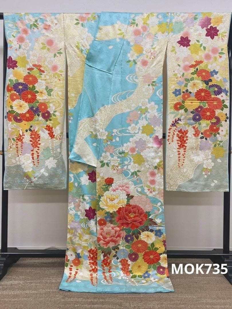 振袖 金彩 銀彩 牡丹 桜 身丈174cm MO3814