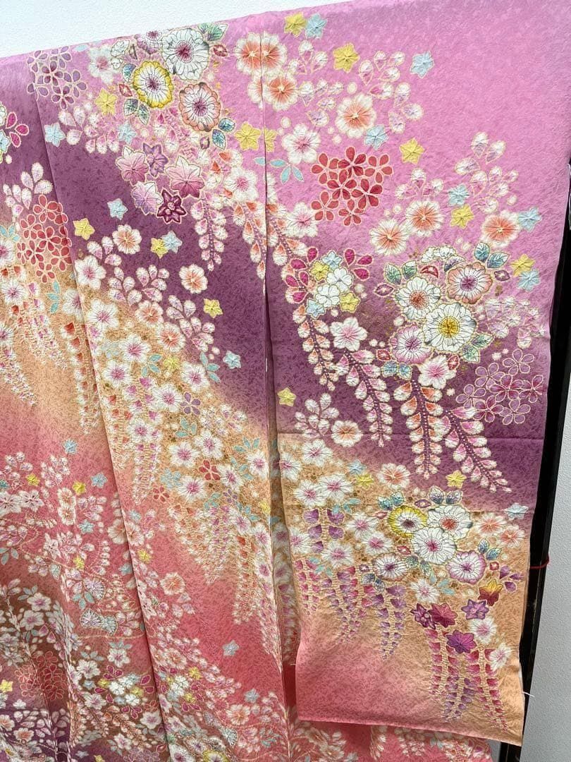 桐屋 翠山工房 振袖 仮絵羽 銀通し 正絹 未仕立て品 八