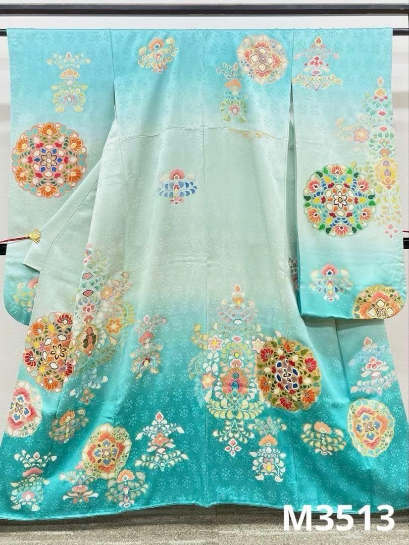 京友禅 手描き 振袖 金駒 金彩 振り布付き 身丈155cm MO3513