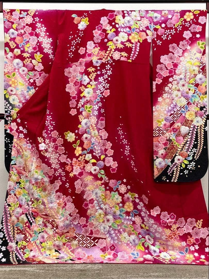 振袖 豪華 銀通し ラメ刺繍 紋意匠 薔薇尽くし 身丈167cm MO2629 振袖