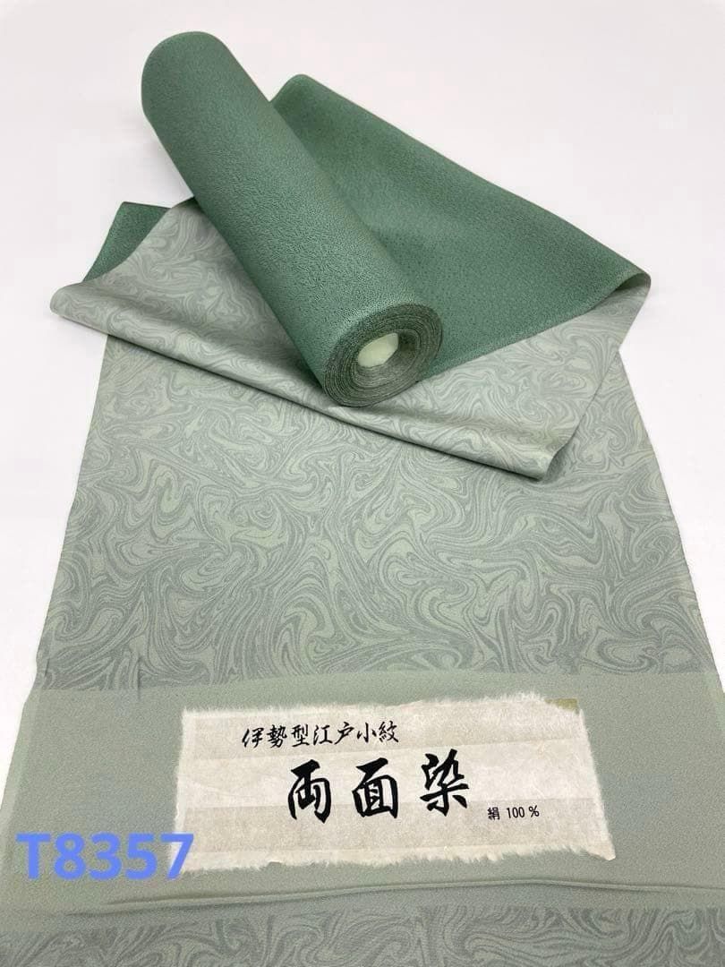 両面染小紋 伊勢型 江戸小紋 墨流し×裂取 共八掛 正絹 反物 T8357