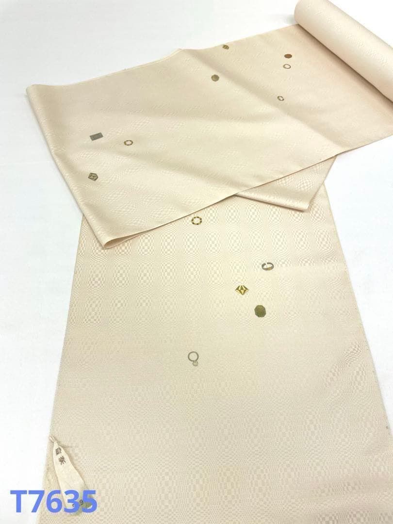 紬付け下げ 刺繍 染紬 宝石にリング柄 正絹 反物 T7635