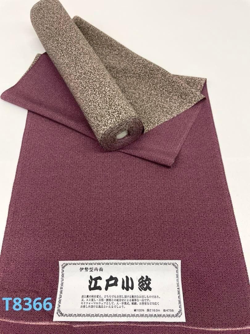 両面染小紋 伊勢型 江戸小紋 八掛付き 正絹 反物 T8366