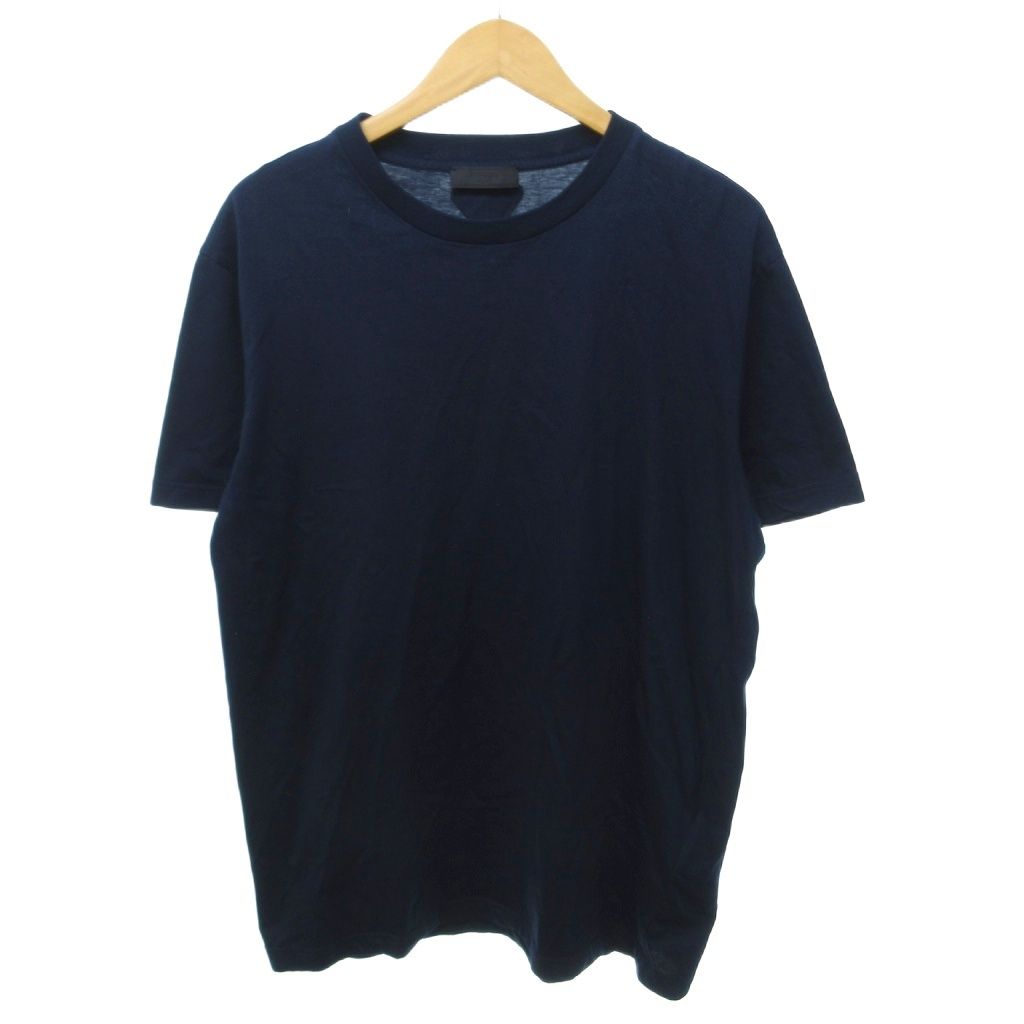 プラダ PRADA パックTシャツ 半袖 クルーネック トライアングルロゴ 無地 クルーネック 紺 ネイビー XXL /HW