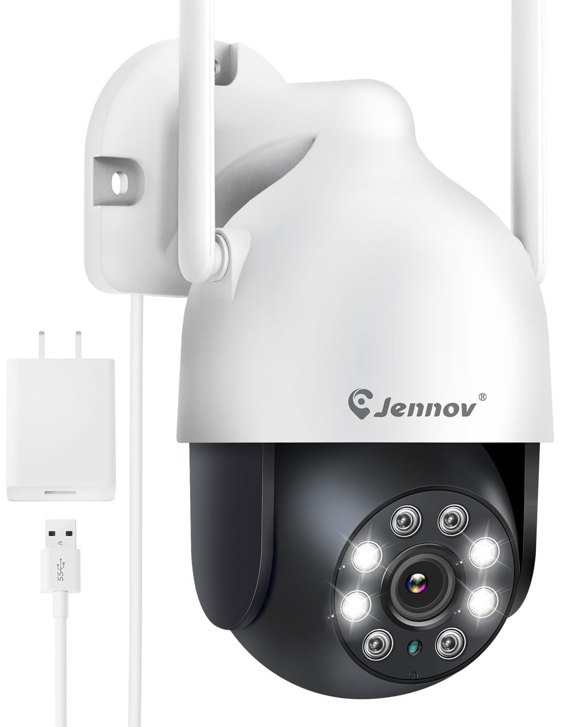 JENNOV 防犯カメラ 屋外 IP66防水 wifi 自動追尾機能 2.4GHz&5GHz対応 家庭用 24時間録画 監視カメラ 室内 Alexa対応 人感センサー 投光威嚇 カラー暗視撮影 360度広角撮影 双方向通話 音声アラーム ネッ 89724406