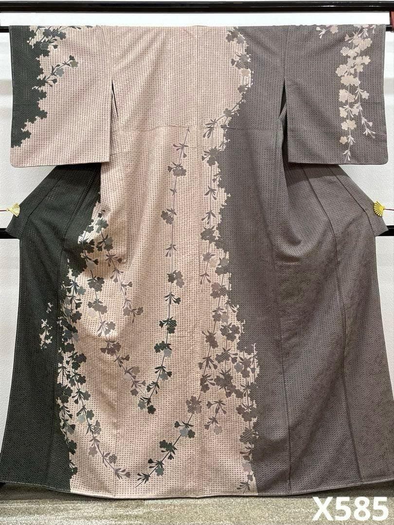総汕頭刺繍 蘇州刺繍 訪問着 カラー胴裏 正絹 躾糸付き X585
