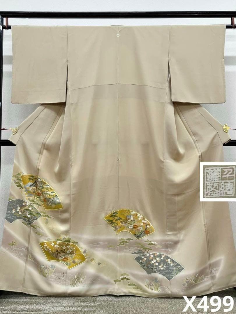 千總謹製 手描 京友禅 色留袖 落款入 一つ紋 刺繍 金駒 金彩 正絹 X499