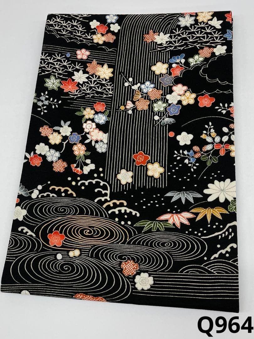 京友禅 御所解 手刺繍 九寸名古屋帯 開き名古屋 金駒 ちりめん 正絹 Q964