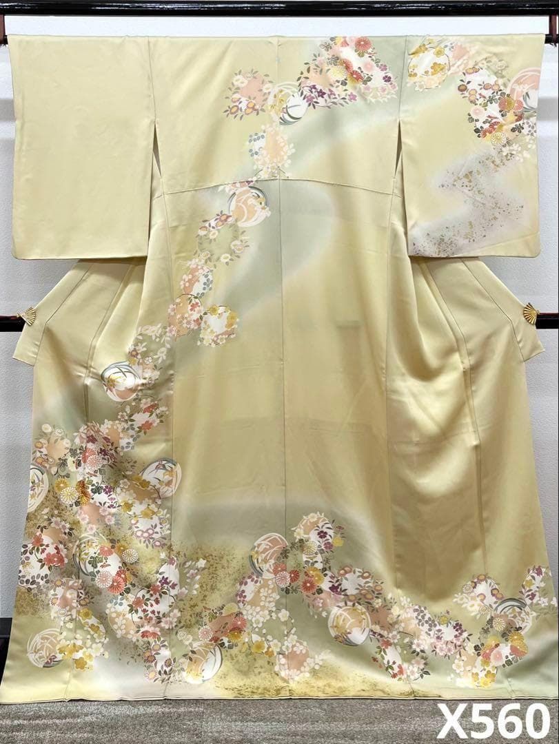 京友禅 訪問着 金駒 金彩 ぼかし 四季の花 正絹 X560