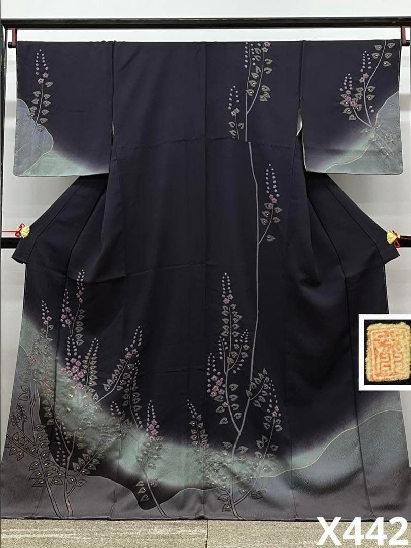 付け下げ 刺繍 金彩 正絹 反物 T9595