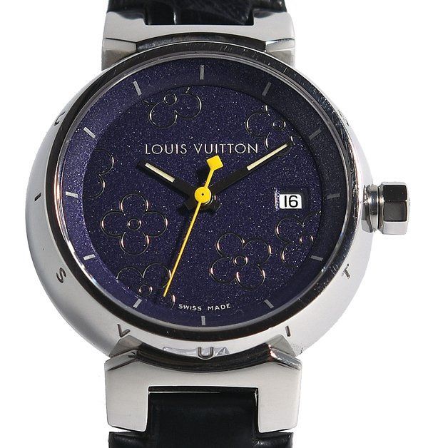 箱付 美品 LOUIS VUITTON ルイヴィトン タンブール Q121B デイト クォーツ レディース