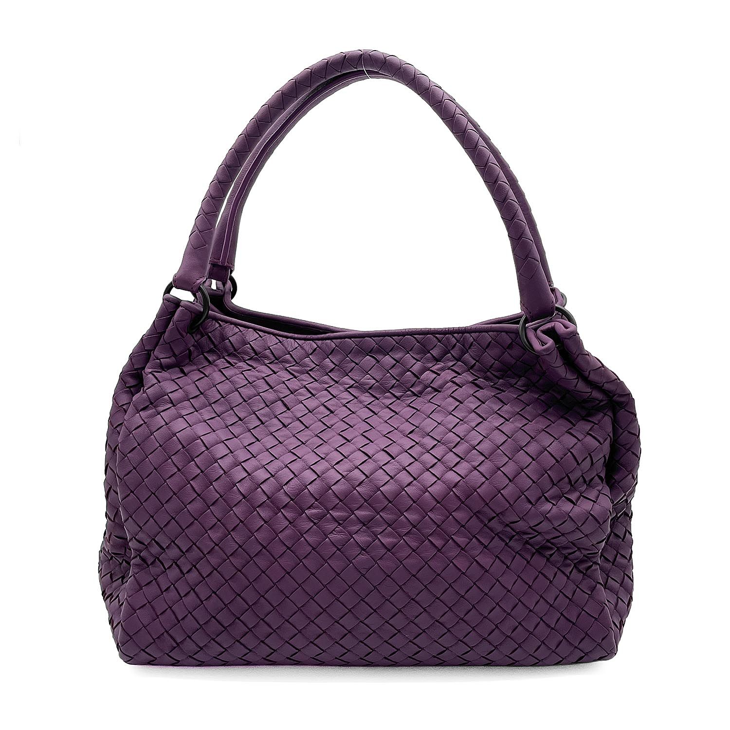 BOTTEGAVENETA ボッテガヴェネタ パラシュート ハンドバッグ 肩掛け イントレチャート ラムレザー パープル ユニセックス 【中古】