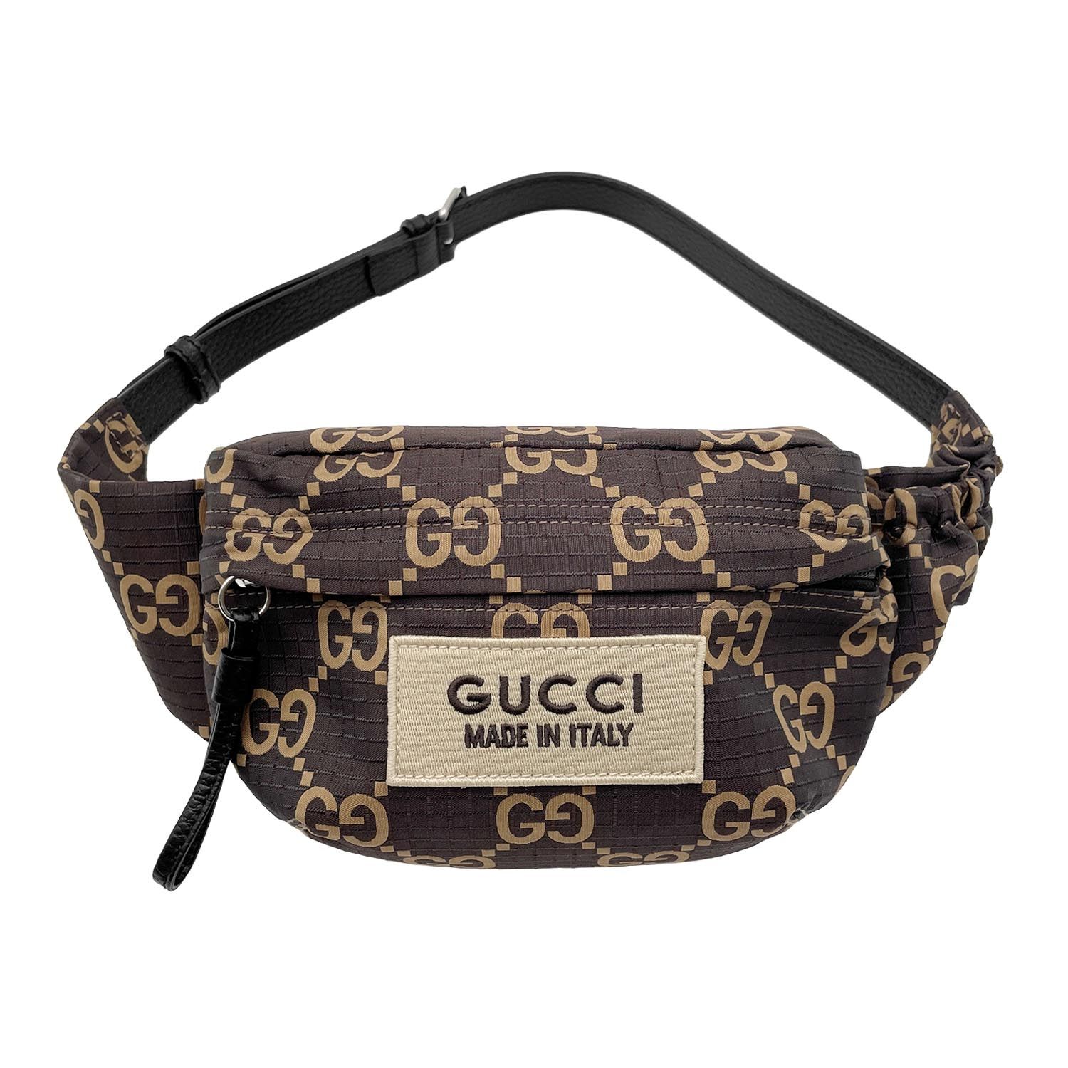 GUCCI グッチ GGジャガード リップストップ ウエストバッグ ベルトバッグ 767934 ナイロン ブラウン ユニセックス 【中古】