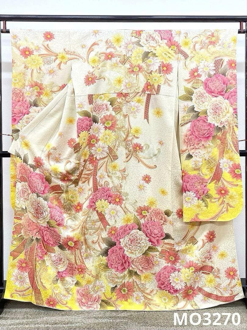 振袖 刺繍 金彩 牡丹 身丈162cm 撥水加工済 MO3270