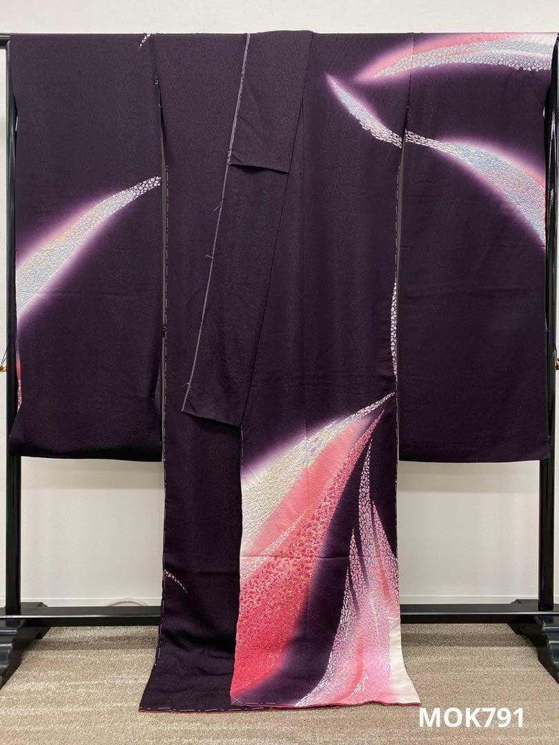 振袖 仮絵羽 滝泰 ふりおぼろ 相良刺繍 銀通し 正絹 未仕立て品 MOK791