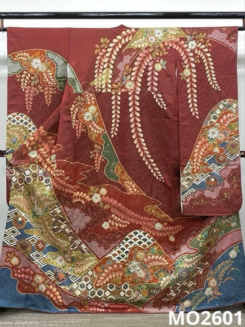 振袖 桐屋 翠山工房 金通し 金彩 絞り 辻が花 身丈162cm MO2601