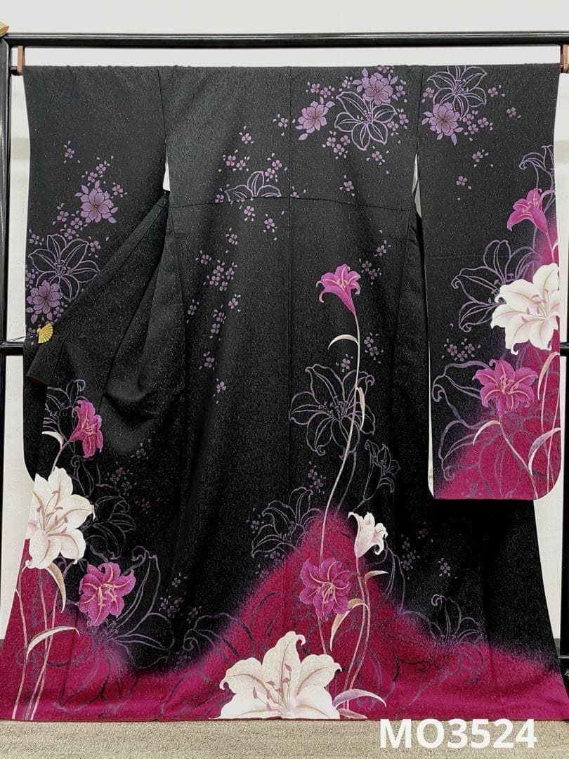 振袖 銀通し 大輪 百合 身丈168cm パールトーン加工済 MO3524