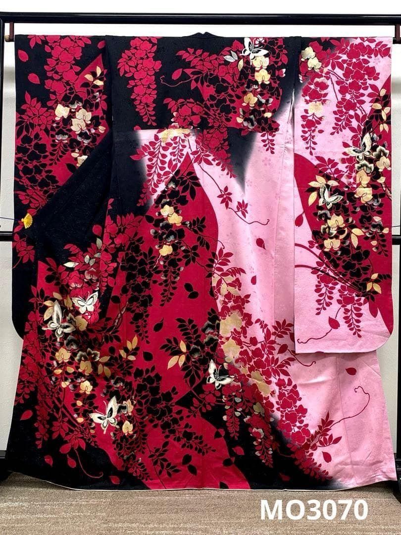 振袖 豪華 金彩 銀彩 銀通し 刺繍 藤 蝶 身丈162cm MO3070