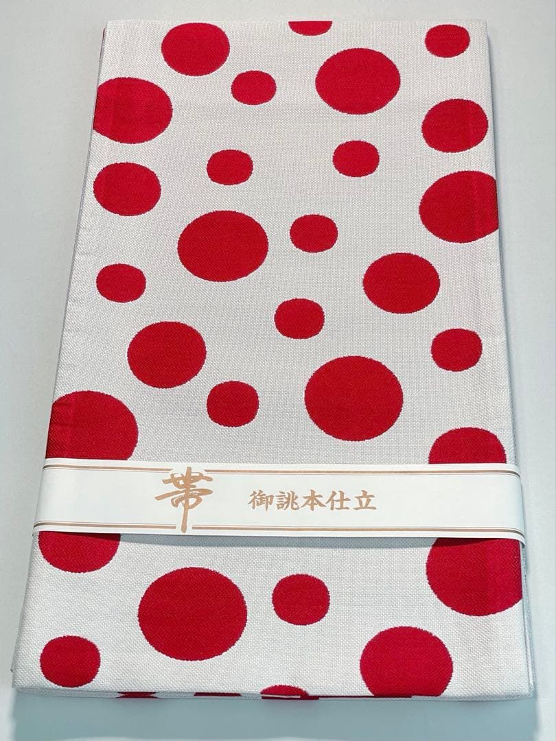 袋帯 正絹 振袖 ドット 水玉模様 モダン 銀糸 新品未使用品 F1616 袋帯 正絹 振袖 ドット 水玉模様 モダン 銀糸 新品未使用品 F1616