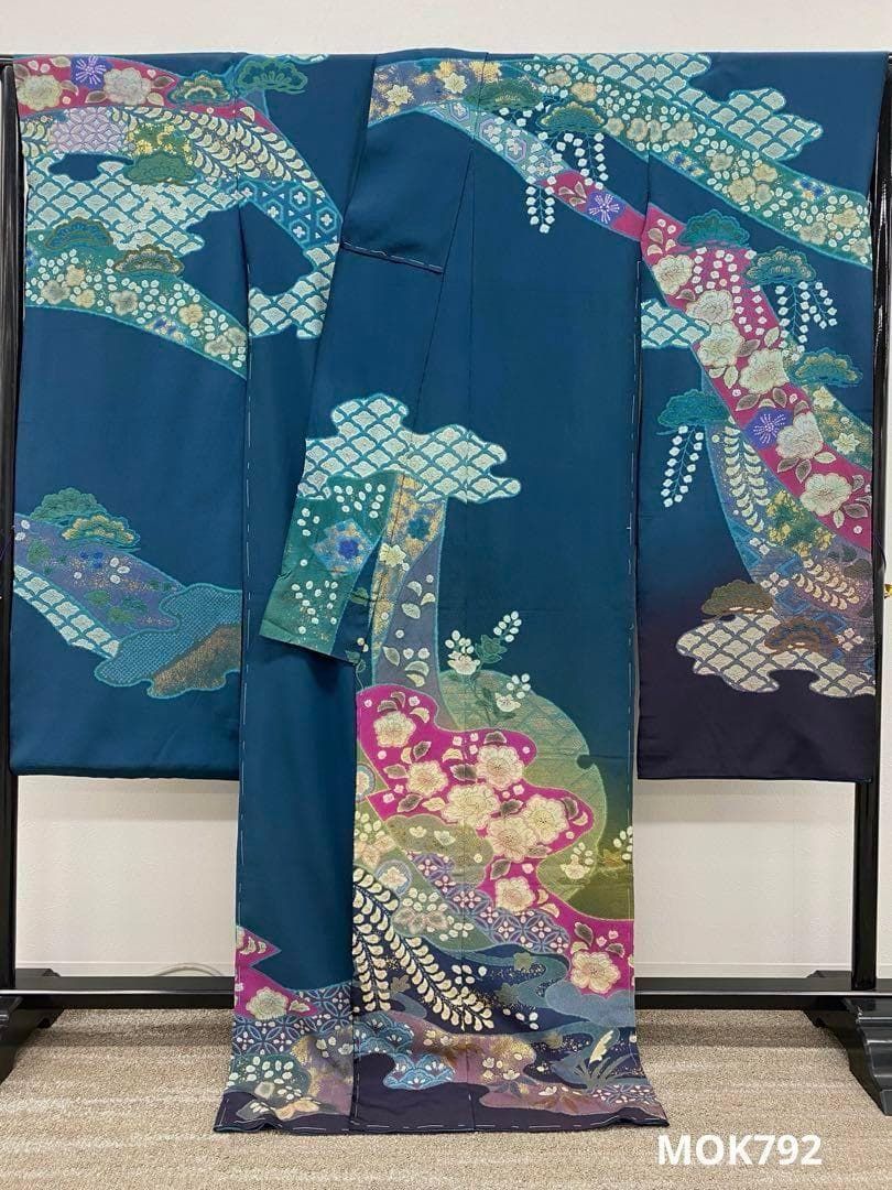 振袖 仮絵羽 吉野一廉 手描 金彩 舞台衣装 未仕立て品 八掛付き MOK792