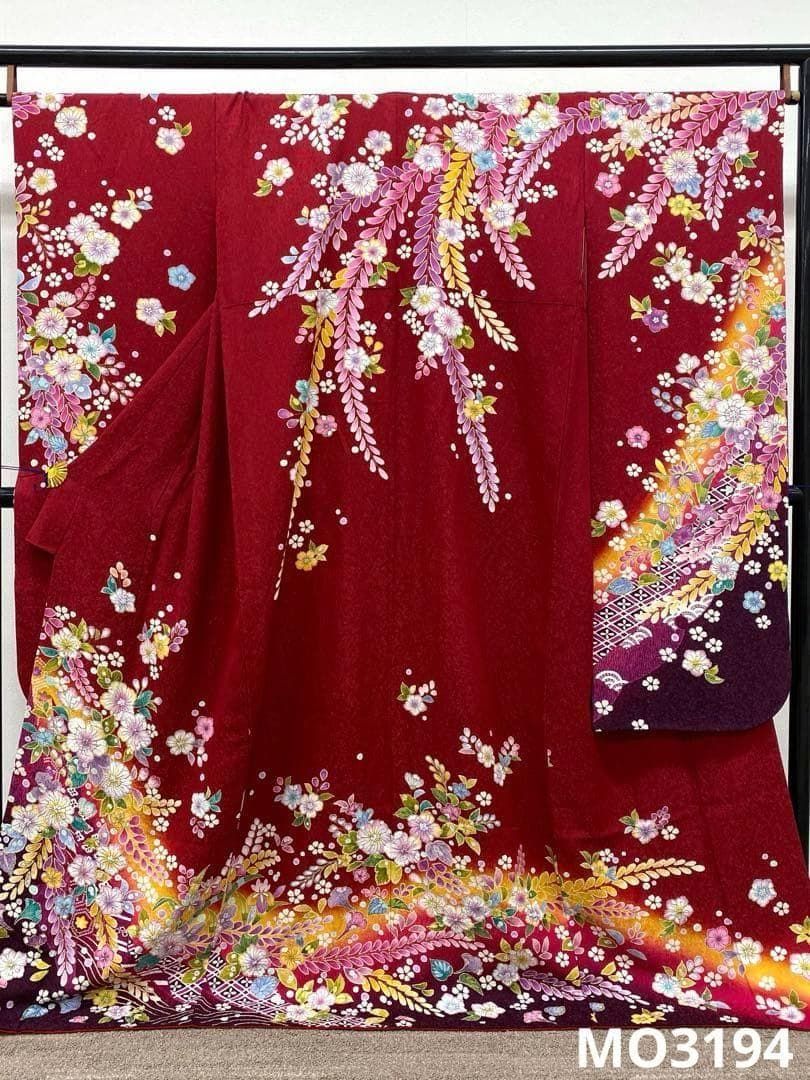 振袖 銀通し 辻ヶ花 身幅ゆったりめ 身丈170cm 撥水加工済 MO3194