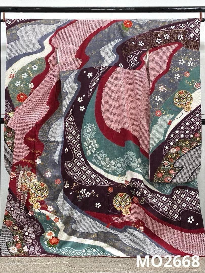 振袖 刺繍 金駒 金彩 絞り 紋意匠 身丈166cm 撥水加工 MO2668