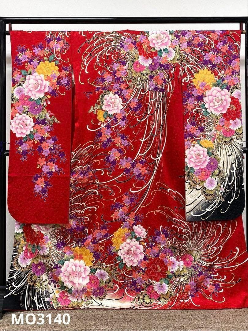振袖 ラメ刺繍 金彩 紋意匠 牡丹 身丈168cm 撥水加工済 MO3140