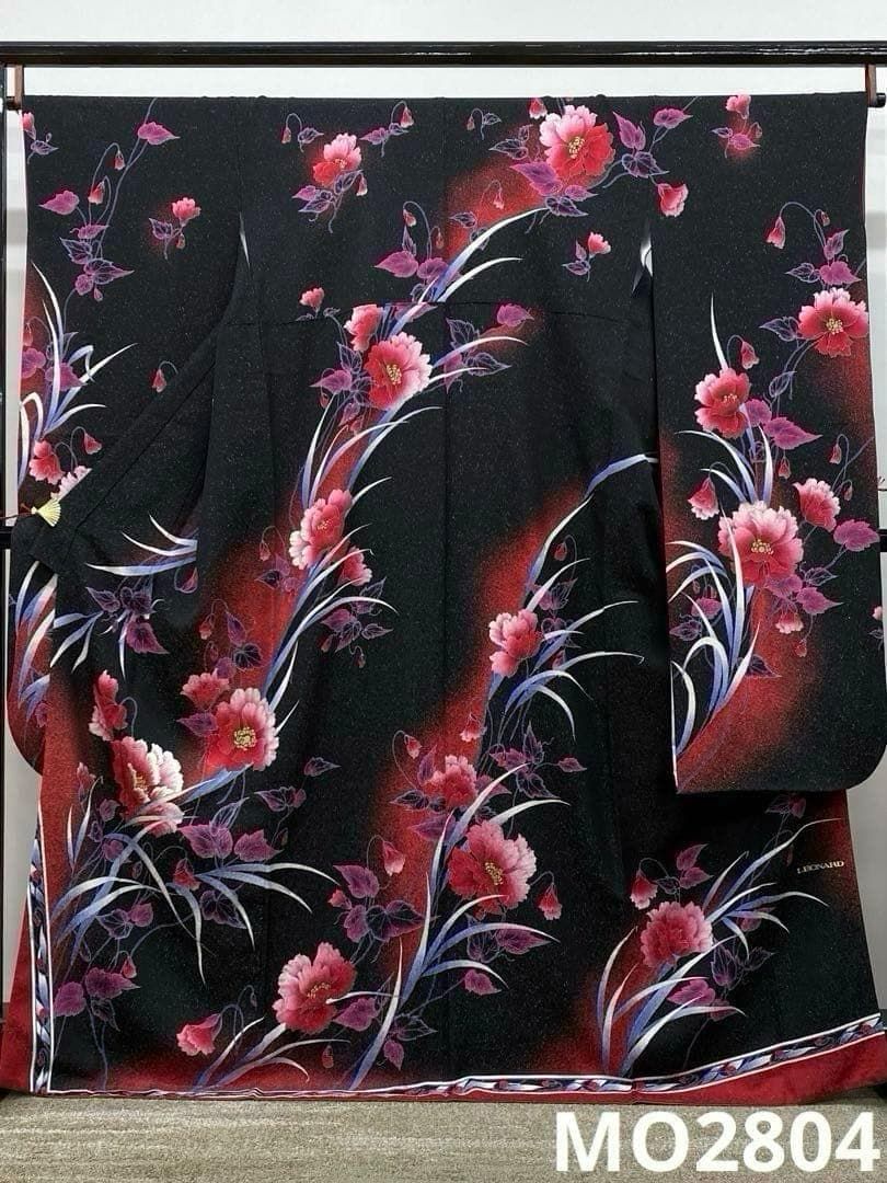 振袖 レオナール 銀通し 刺繍 身丈167cm パールトーン加工 MO2804
