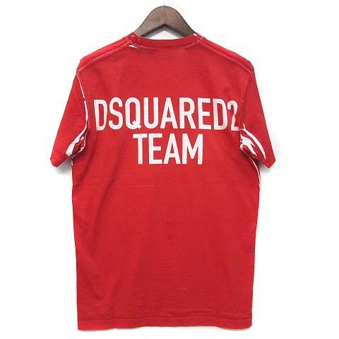 ディースクエアード DSQUARED2 TEAM メイプルリーフ Tシャツ ロゴ 半袖 レッド 赤 S S74GD0853