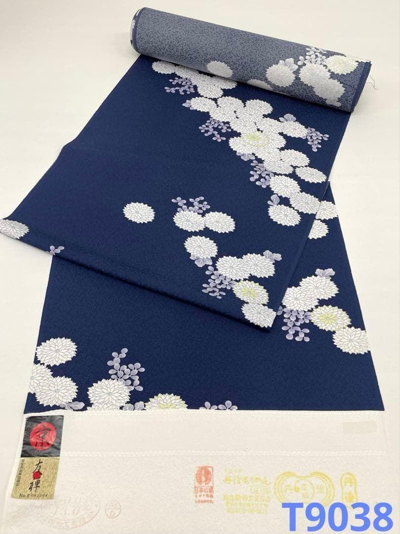 小紋 京友禅 紋意匠 菊 正絹 反物 T9038