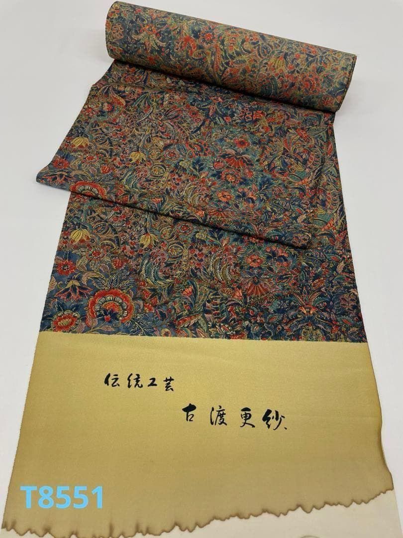 小紋 古渡更紗 全体柄 正絹 反物 T8551