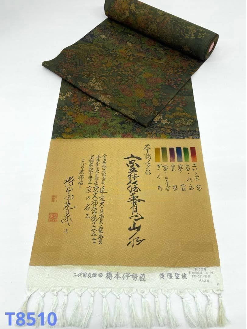 小紋 樽本伊勢蔵 手描 手染 紋意匠 鳥 正絹 反物 T8510