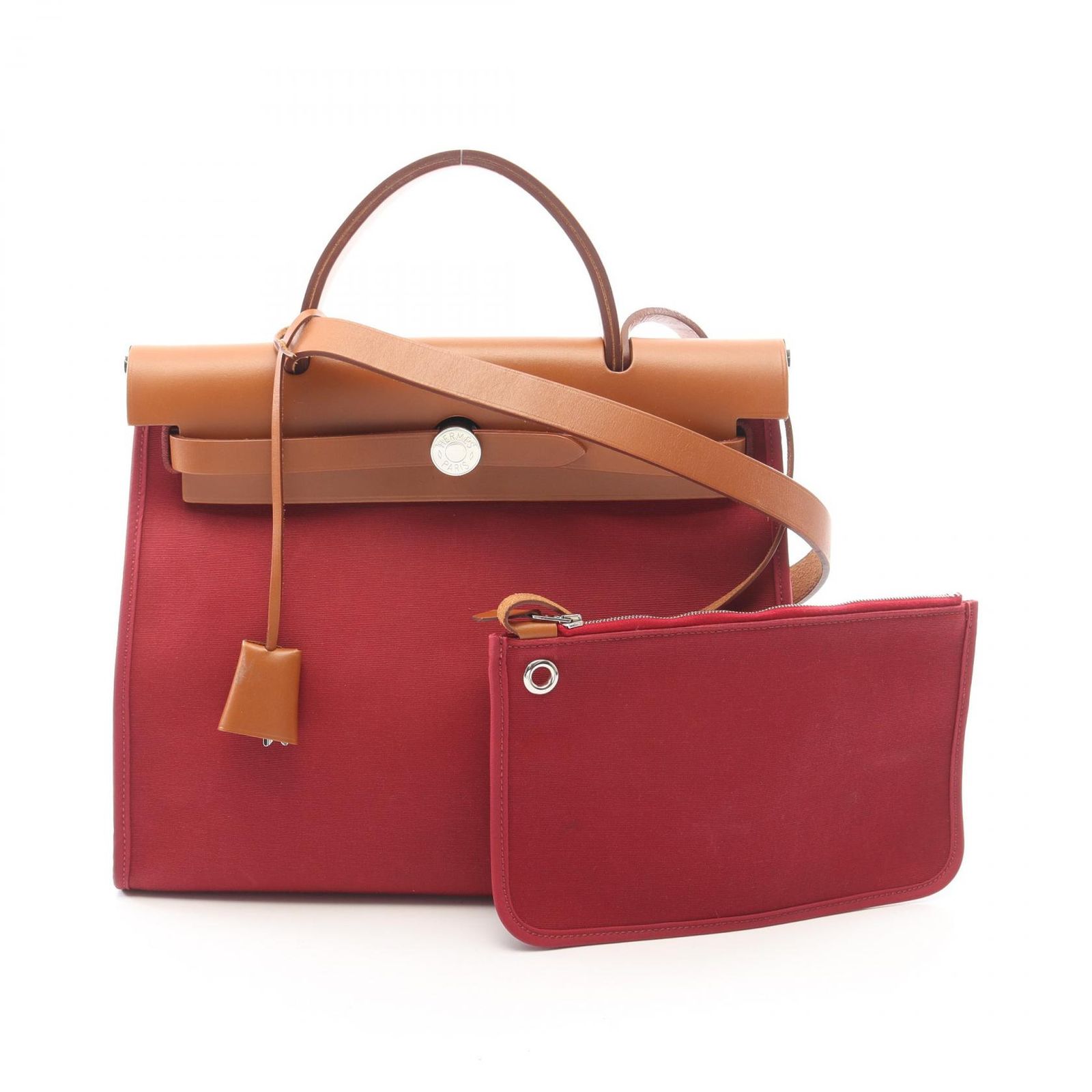 HERMES エルメス エールバッグジップPM ルビー ナチュラル 2WAY ハンドバッグ