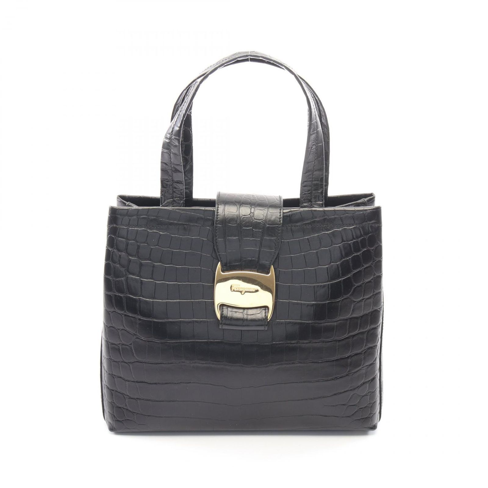 Salvatore Ferragamo サルヴァトーレフェラガモ ヴァラ クロコ型押し ハンドバッグ
