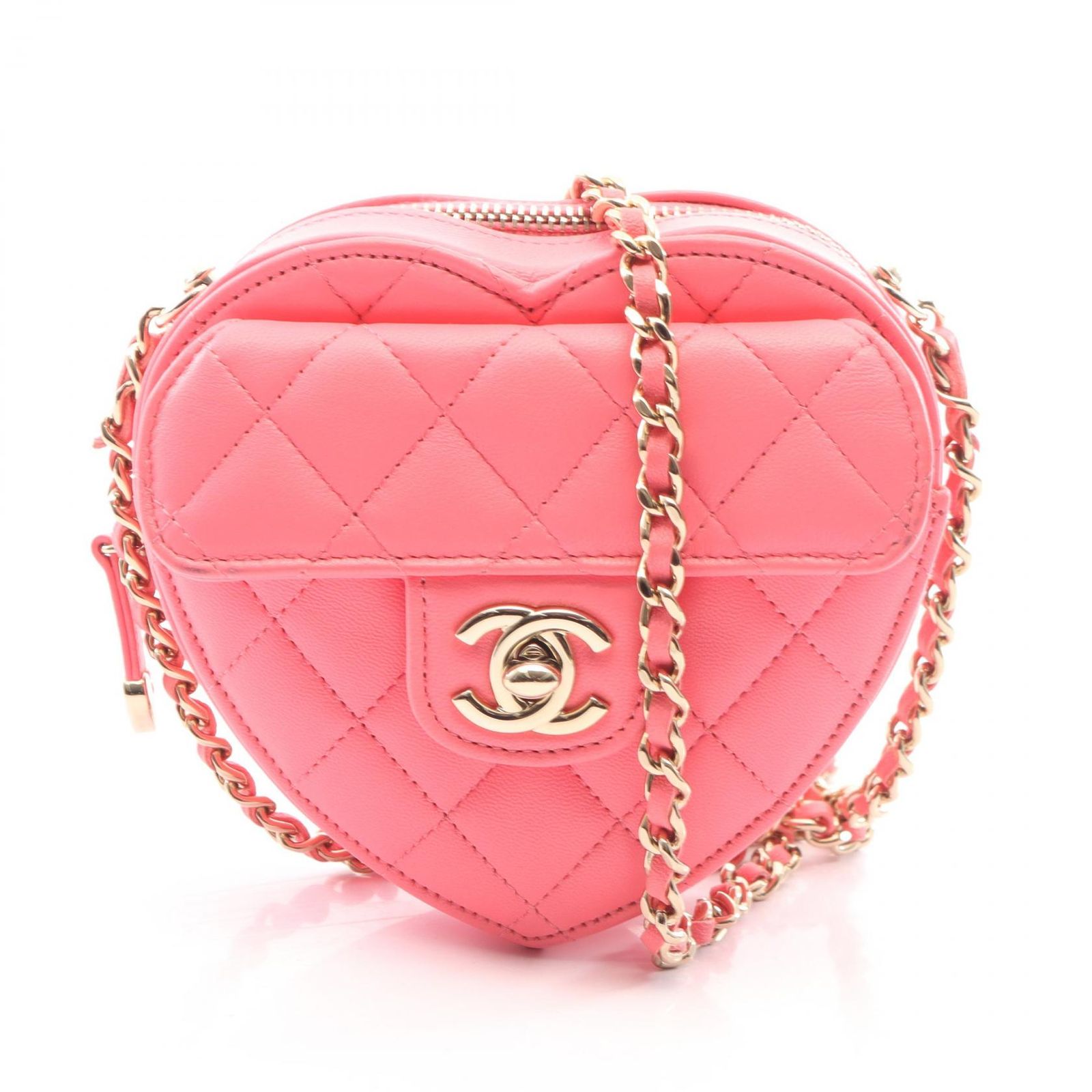 CHANEL シャネル ハート チェーン クラッチ バッグ マトラッセ ショルダーバッグ