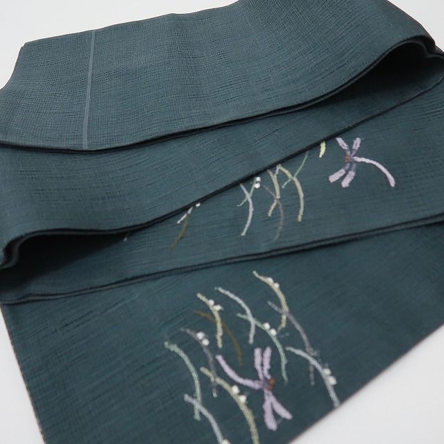 六花-RIKKA- 美品 正絹 銀糸刺繡 蜻蛉 紗 勝ち虫❀風をまとう。涼を
