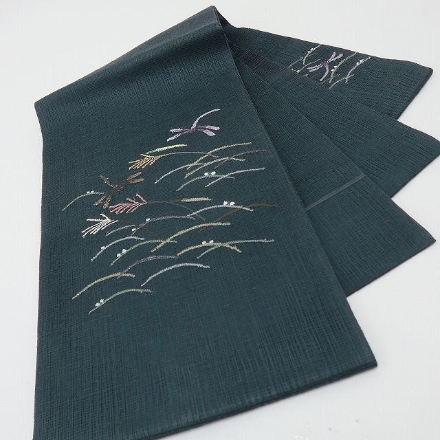 六花-RIKKA- 美品 正絹 銀糸刺繡 蜻蛉 紗 勝ち虫❀風をまとう。涼を
