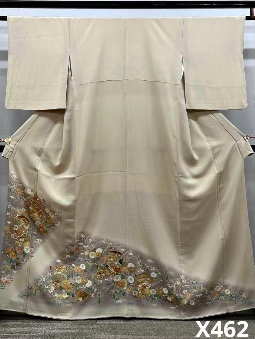 吉澤友禅 手描友禅 色留袖 一つ紋 金駒刺繍 金彩 貝合わせ文様 正絹 X462
