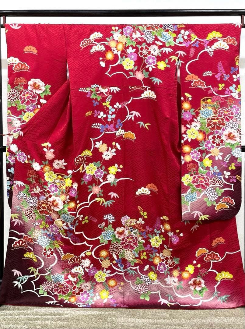 振袖 豪華 銀通し ラメ刺繍 紋意匠 薔薇尽くし 身丈167cm MO2629