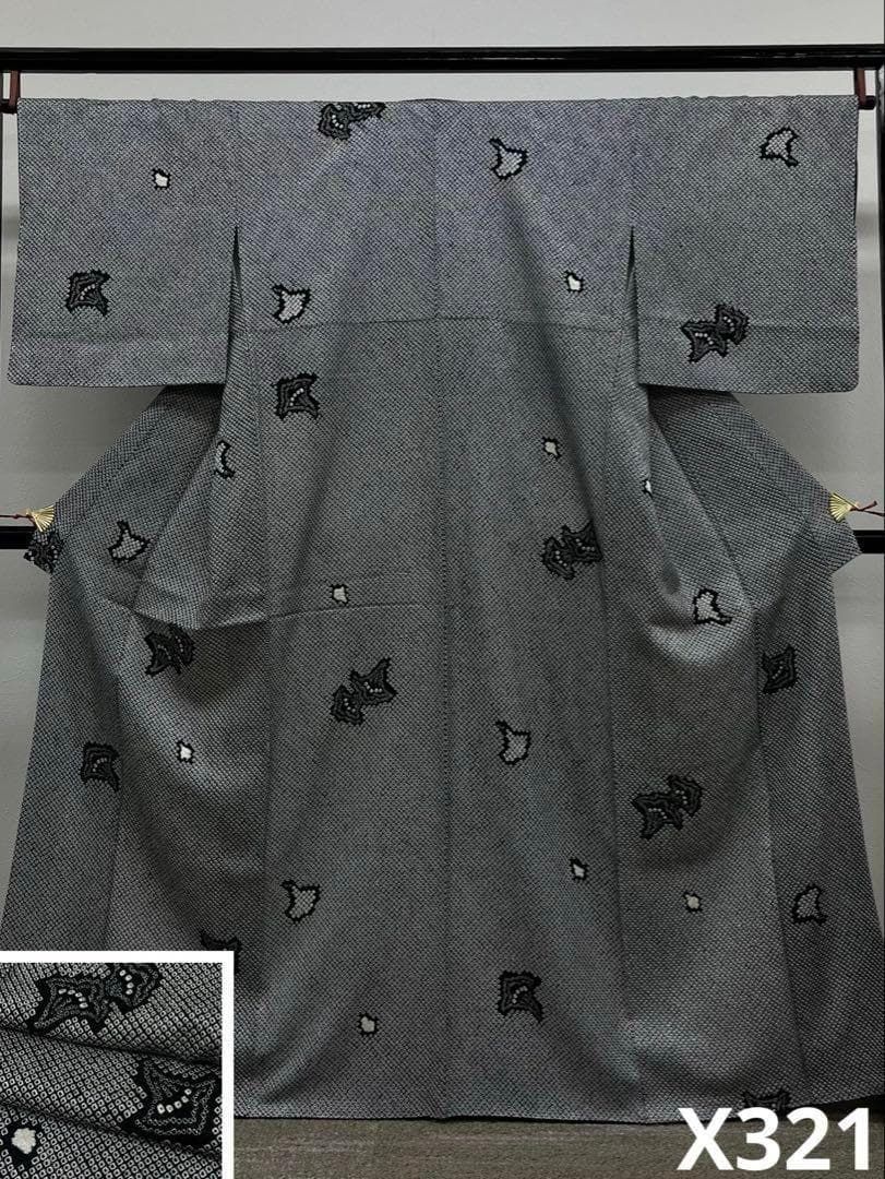 藤娘きぬたや 総絞り 小紋 ぼかし八掛 正絹 躾糸付き X321