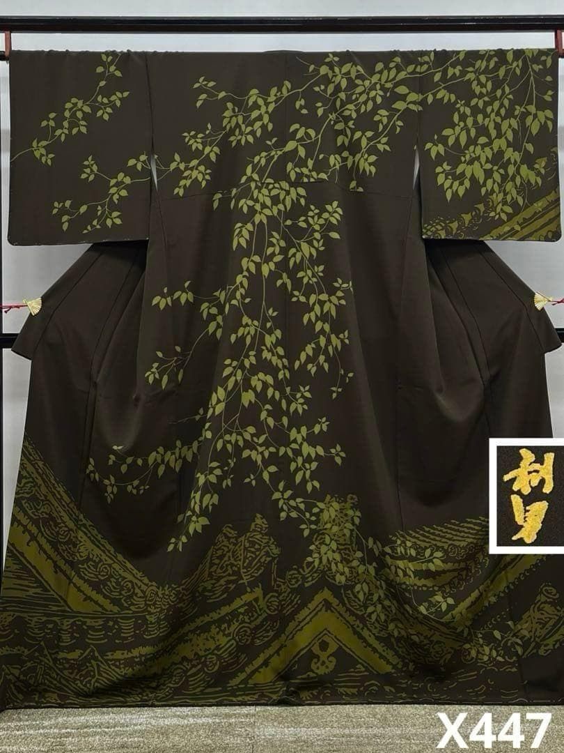 染色作家 寺島利男 落款入 訪問着 風景画 正絹 躾糸付 ガード加工済