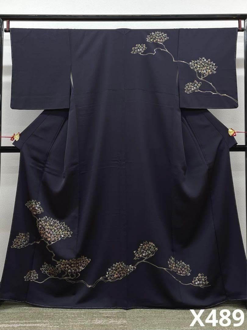 訪問着 付け下げ 手刺繍 金彩 銀彩 正絹 躾糸付 パールトーン加工済 X489