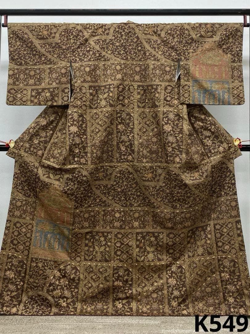 蘇州刺繍 相良刺繍 汕頭刺繍 訪問着 総刺繍 総柄 古代壁画文 正絹 K549